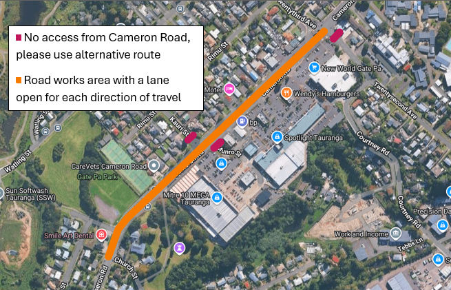 Road closures - Cameron road Road closures - Cameron road