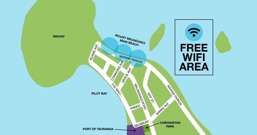 Mount Maunganui Free Wifi showing along Marine Parade - Mount Maunganui Beach Mount Maunganui Free Wifi showing along Marine Parade - Mount Maunganui Beach