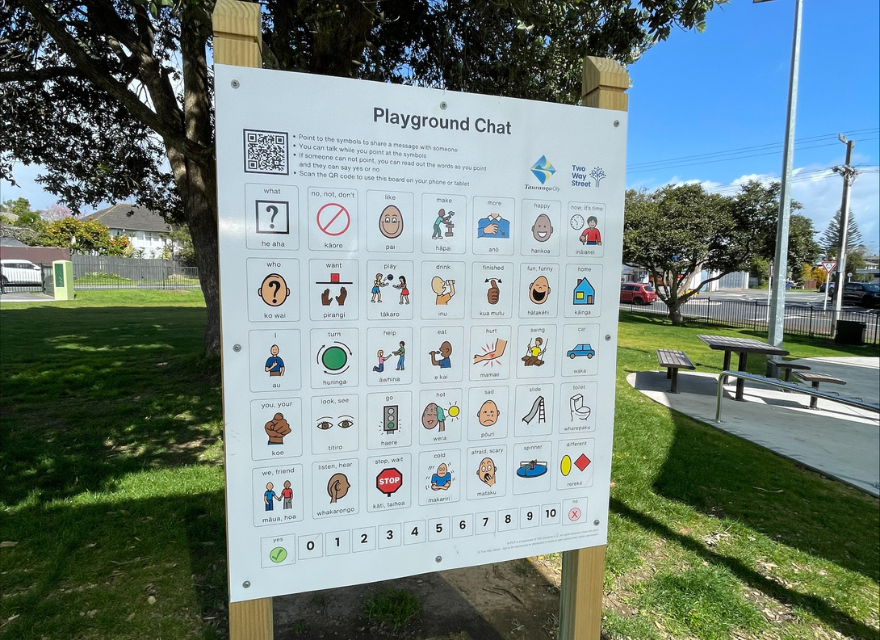 Playground communication board with picture symbols and te reo Māori words to help children communicate while playing. Playground communication board with picture symbols and te reo Māori words to help children communicate while playing.