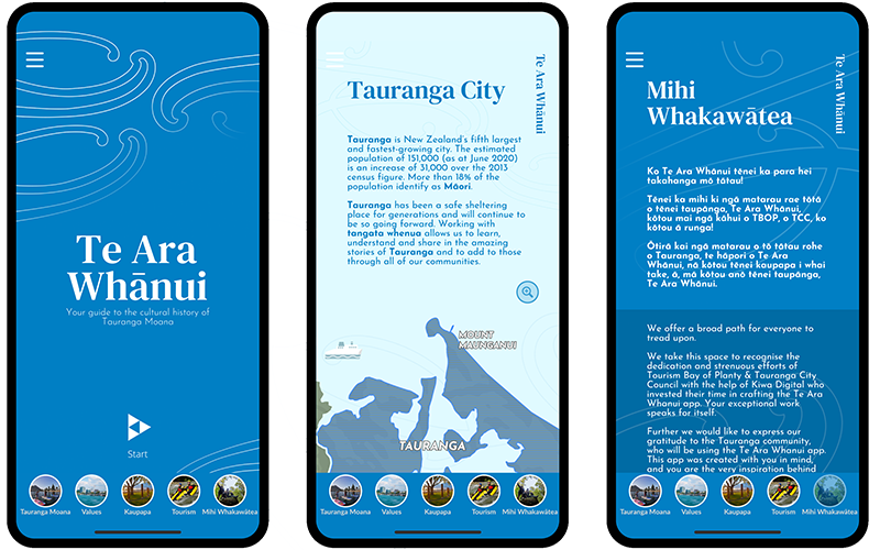 Te Ara Whānui app example Te Ara Whānui app example