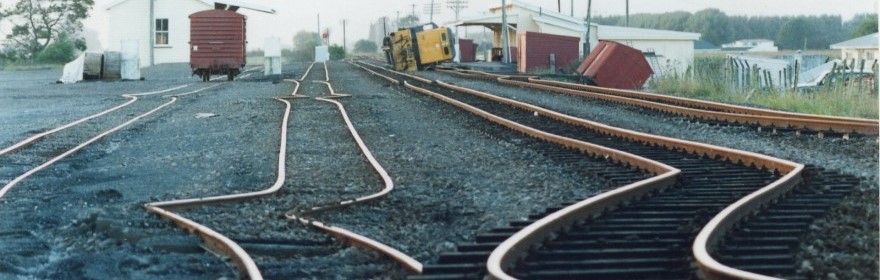 Edgecumbe earthquake railway lines bending Edgecumbe earthquake railway lines bending