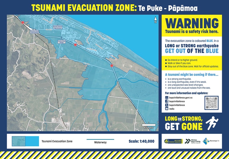 Te Puke Papamoa tsunami evacuation zone
