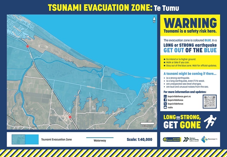 Te Tumu tsunami evacuation zone
