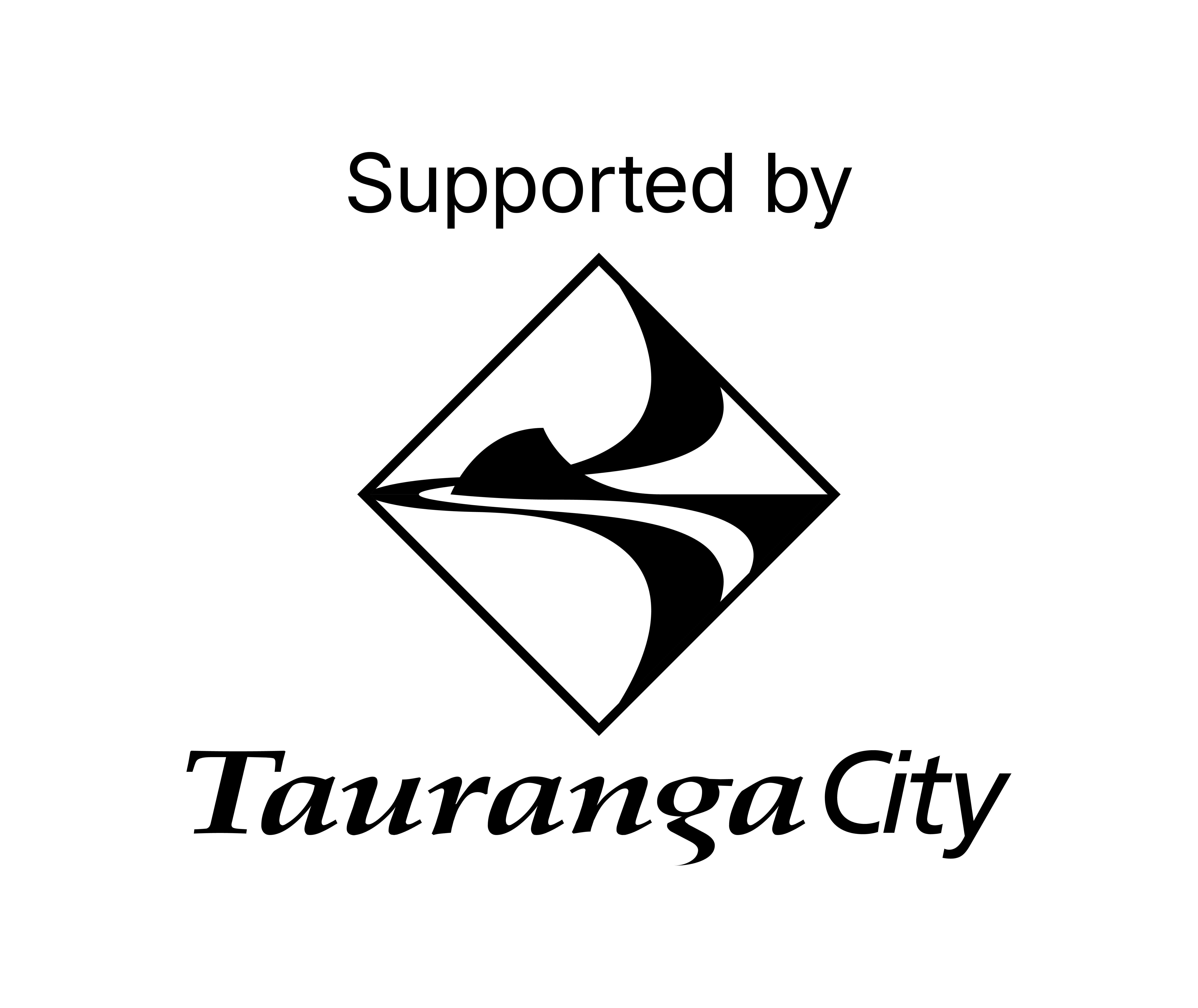 Tauranga City Council supported by primary logo flat black
