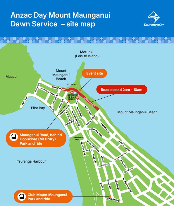 Site map for Mount Maunganui Service
