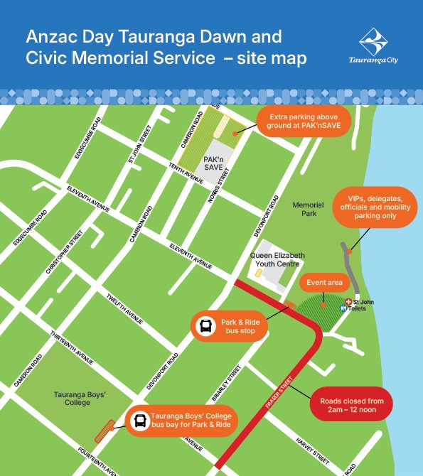 Site map for Tauranga Service