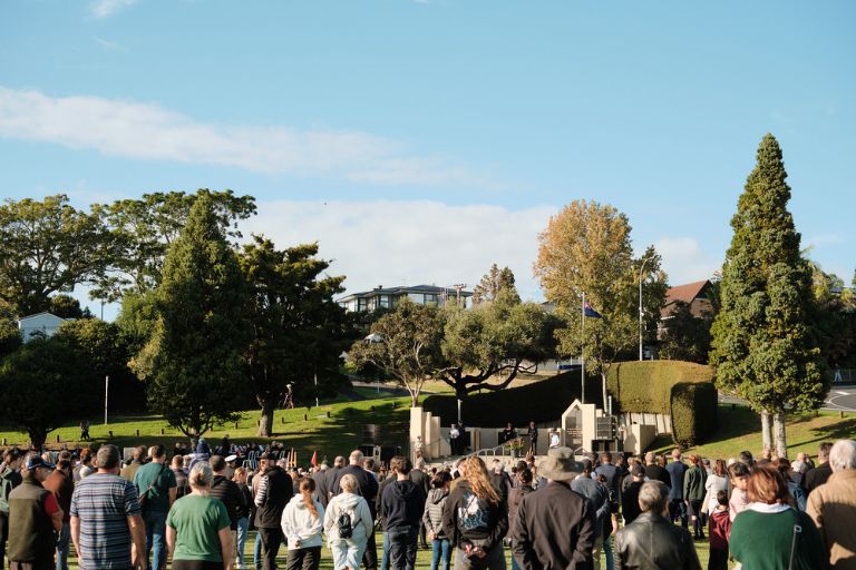 Crowd at Anzac service