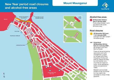 Mount Maunganui New Year period road closures and alcohol free areas Mount Maunganui New Year period road closures and alcohol free areas