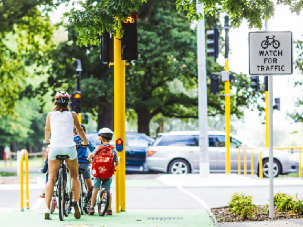 Family bike riding