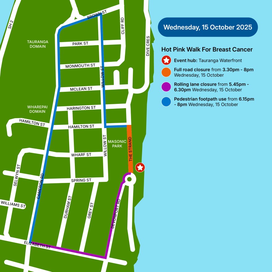 Road closure map for Wednesday, 15 October
