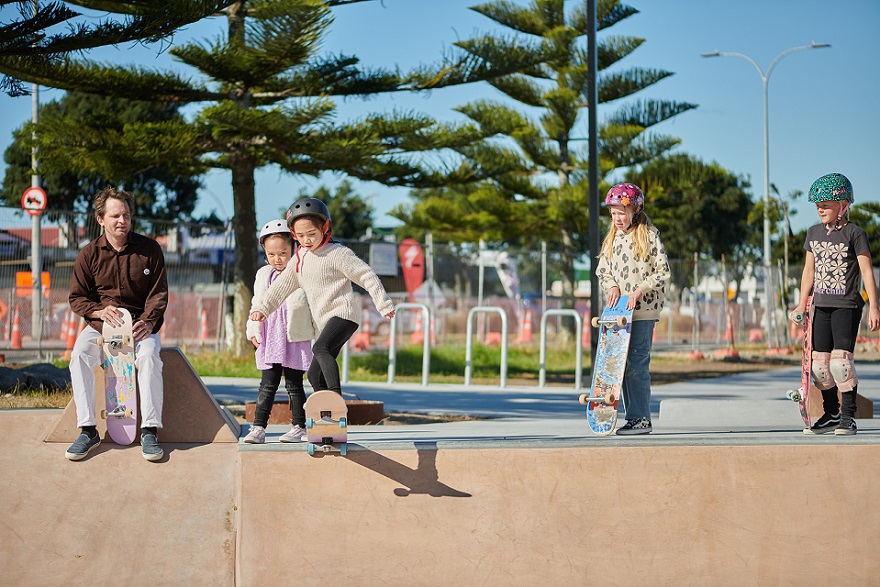 children skating at the Destination skatepark