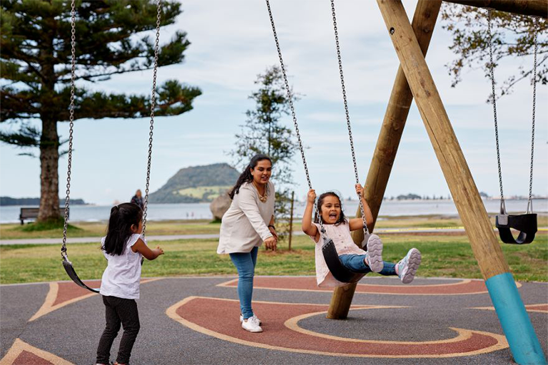 The new playground surfaces include cultural design features