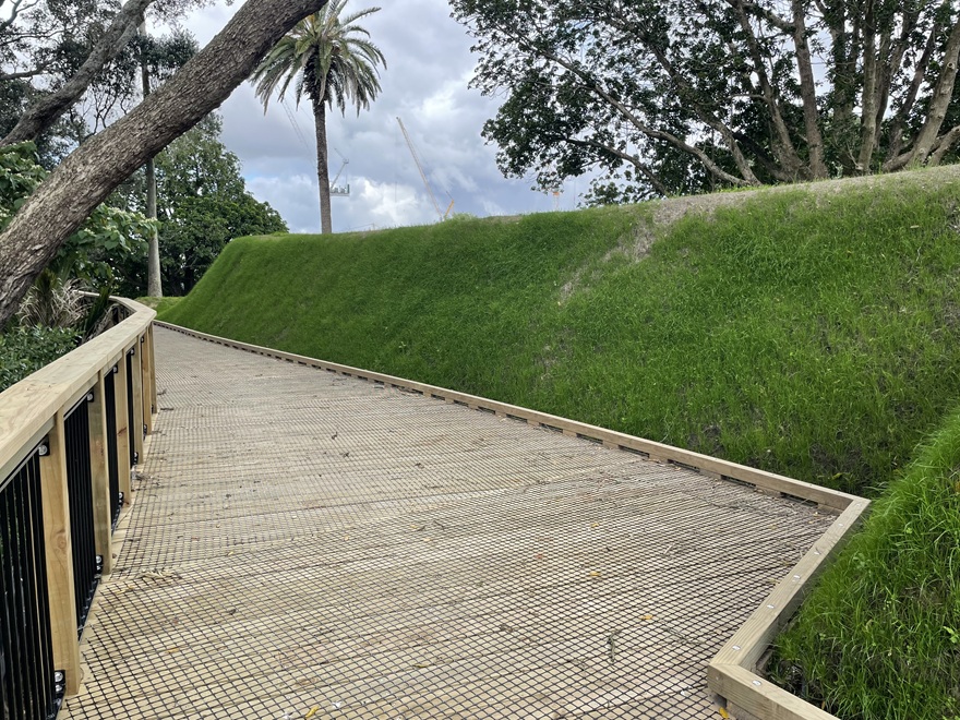 Monmouth Redoubt path after restoration with new boardwalk
