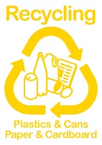 Recycling: plastics, cans, paper, cardboard