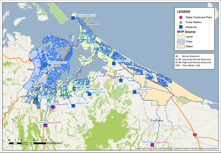 Tauranga water sources map Tauranga water sources map
