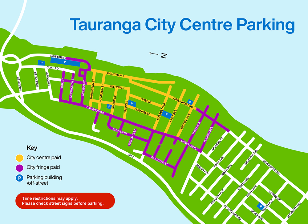 Tauranga City Centre parking map August 2026
