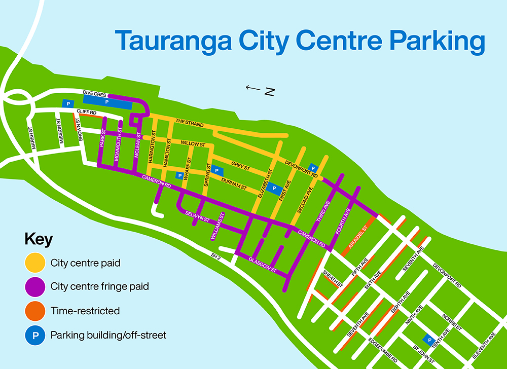 Tauranga City Centre parking map June 2026